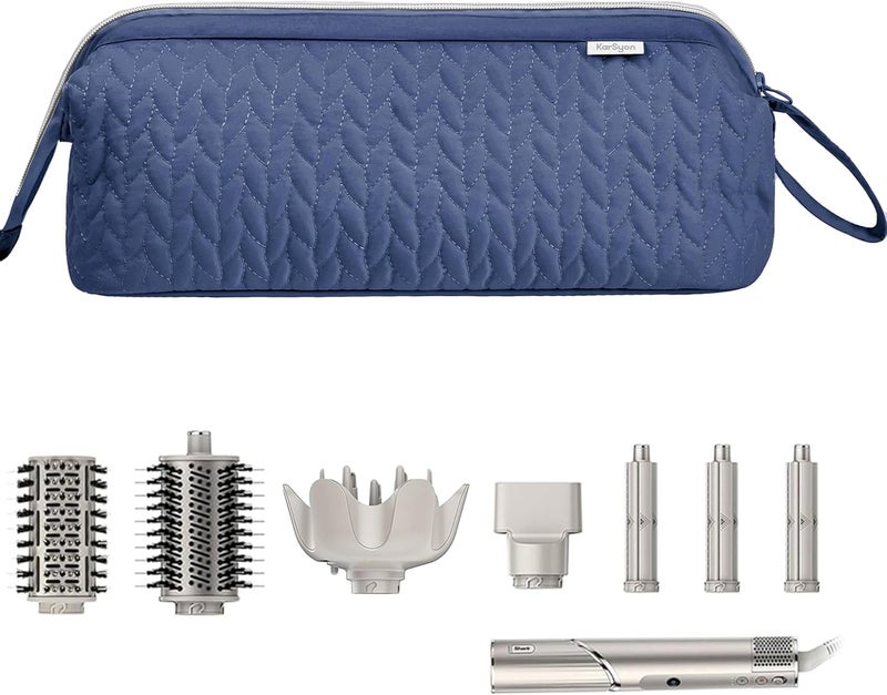 KarSyon Shark Flex Style Case for Airwrap Hair Dryer Brush Revlon Hair Tools Travel Bag Carrying Case Flat Curling Iron Organizer (Navy Blue) - Image 3